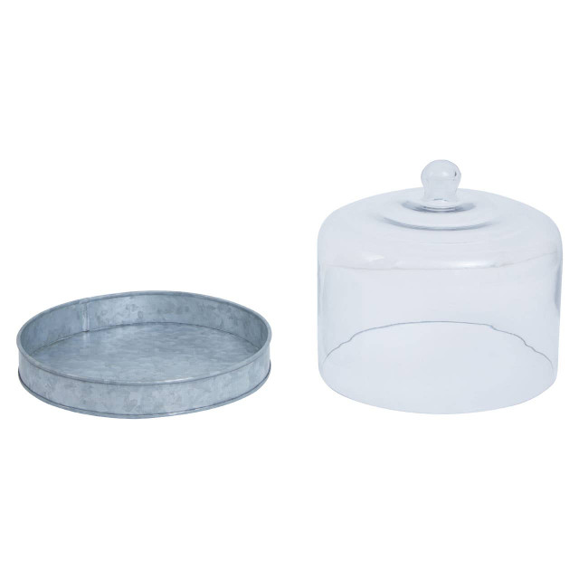 Premier Housewares Drummond Galvanised Steel Cake Plate With Glass Dome