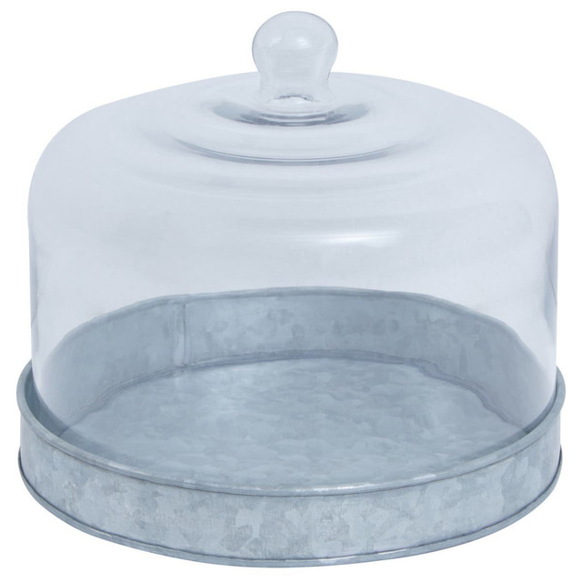 Premier Housewares Drummond Galvanised Steel Cake Plate With Glass Dome