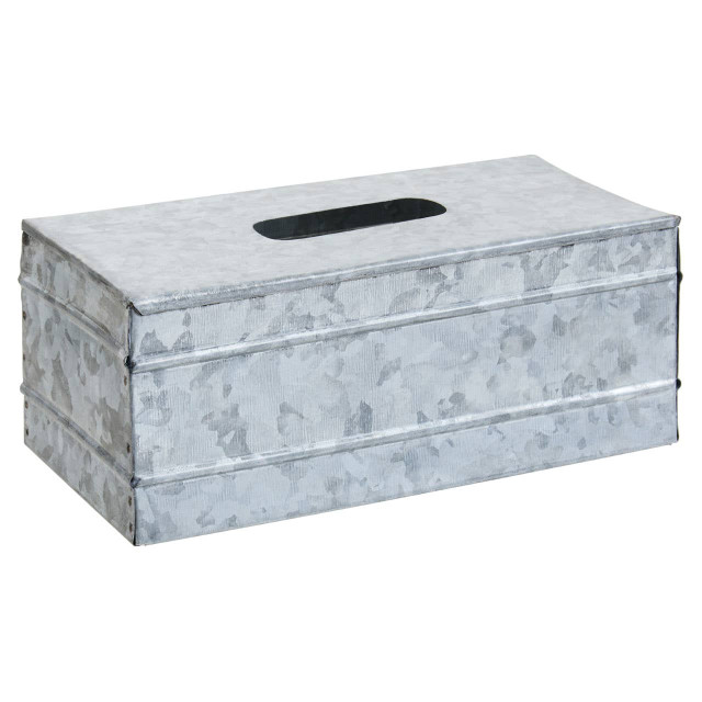 Premier Housewares Drummond Rectangular Galvanised Steel Tissue Box