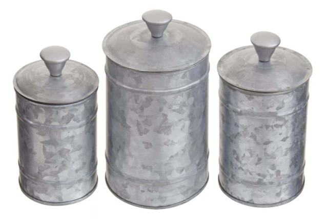 Premier Housewares Drummond Set Of Three Galvanised Steel Canisters