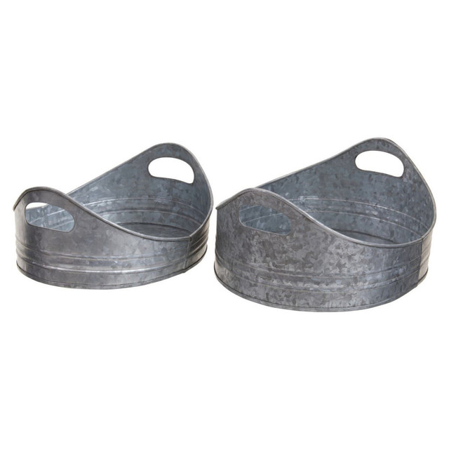 Premier Housewares Drummond Set Of Two Galvanised Steel Oval Trays