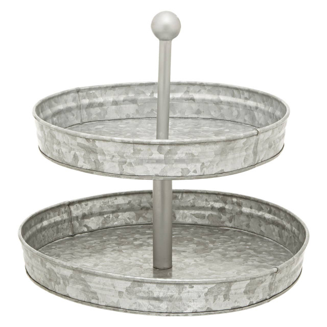 Premier Housewares Drummond Two Tier Galvanised Steel Cake Stand