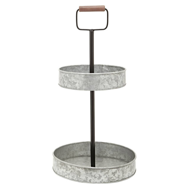 Premier Housewares Drummond Two Tier Galvanised Steel Cake Stand With Handle