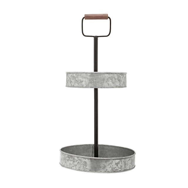 premier housewares Drummond Two Tier Galvanised Steel Cake Stand With Handle
