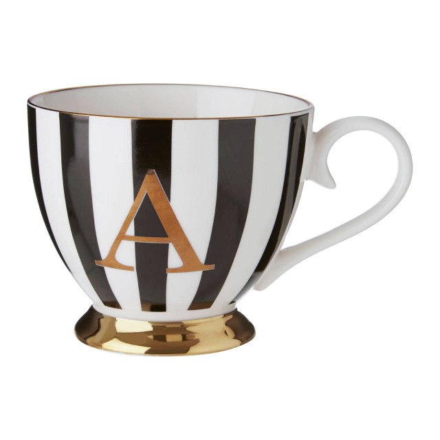 premier housewares Duchess Black and White Monogram Mug A