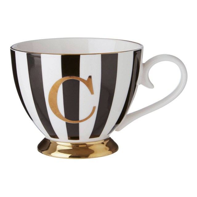 Premier Housewares Duchess Black And White Monogram Mug C