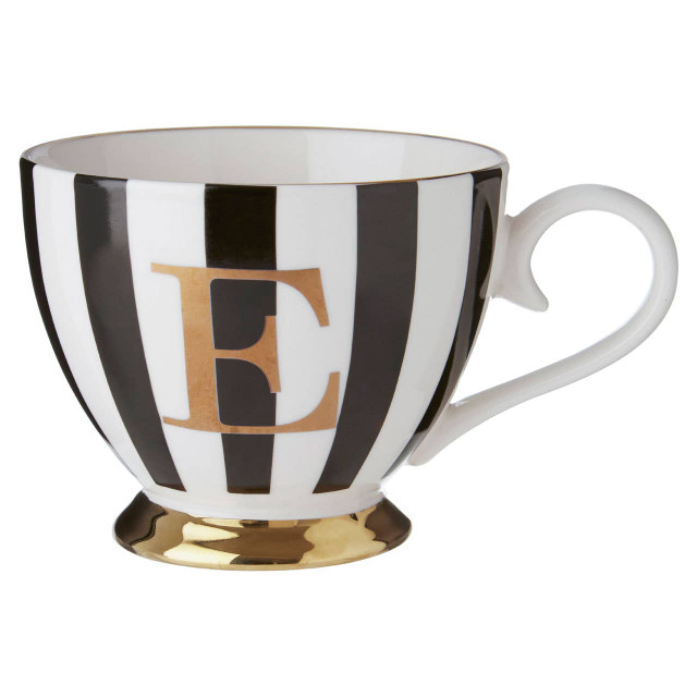 premier housewares Duchess Black and White Monogram Mug E