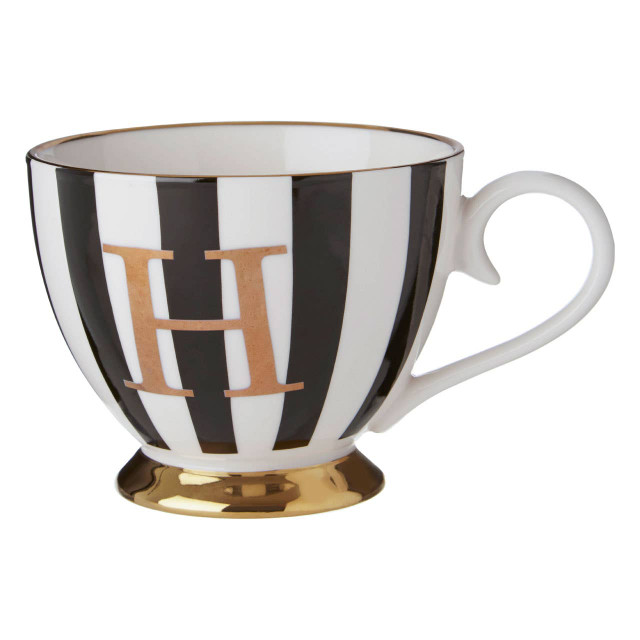 Premier Housewares Duchess Black And White Monogram Mug H