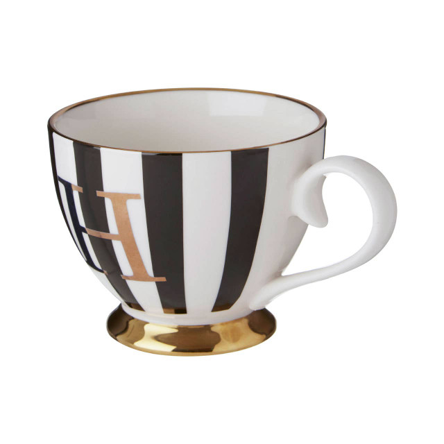 Premier Housewares Duchess Black And White Monogram Mug H