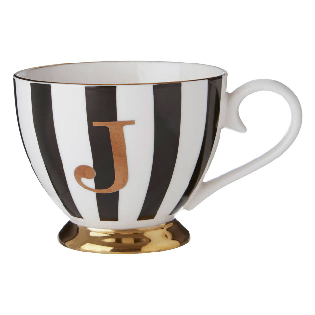 Premier Housewares Duchess Black And White Monogram Mug J