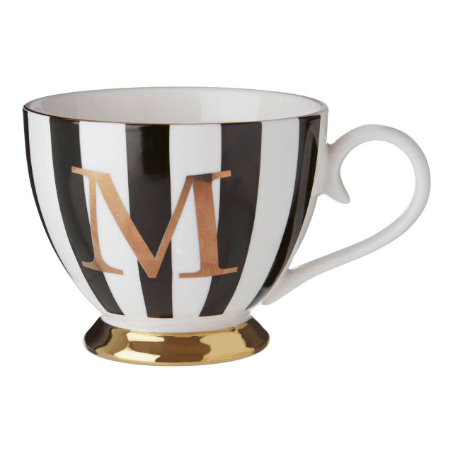 premier housewares Duchess Black and White Monogram Mug M