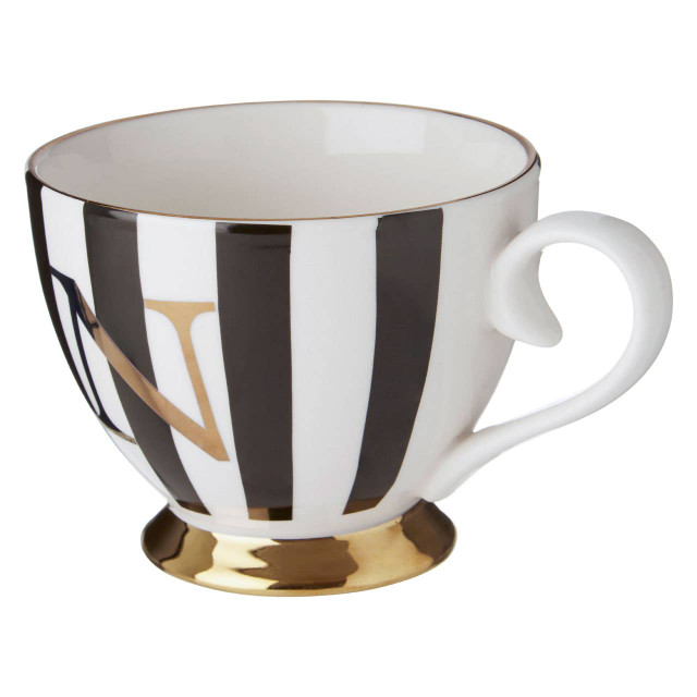 Premier Housewares Duchess Black And White Monogram Mug N