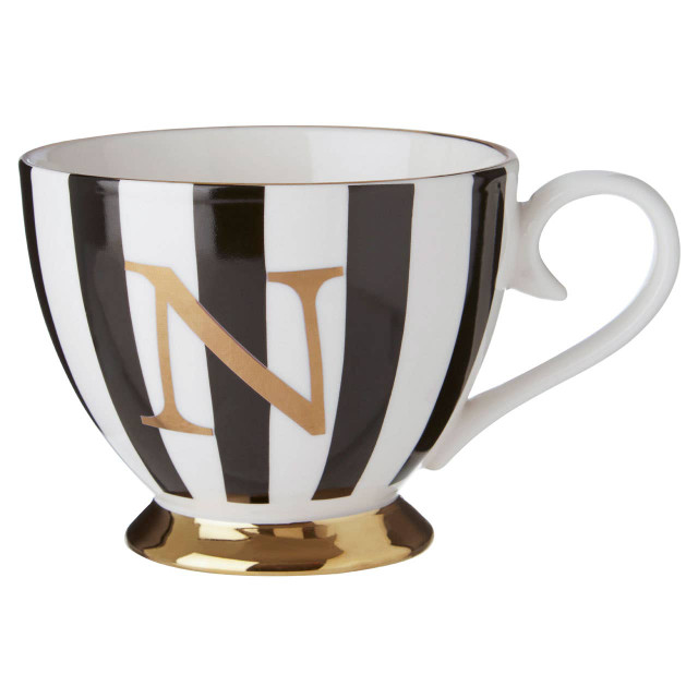 premier housewares Duchess Black and White Monogram Mug N