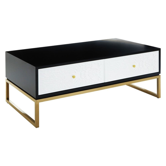 Premier Housewares Dumas Black And White Four Drawer Coffee Table