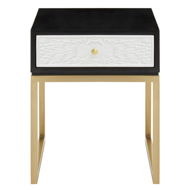 Premier Housewares Dumas Black And White One Drawer Side Table