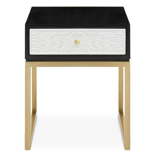 premier housewares Dumas Black and White One Drawer Side Table