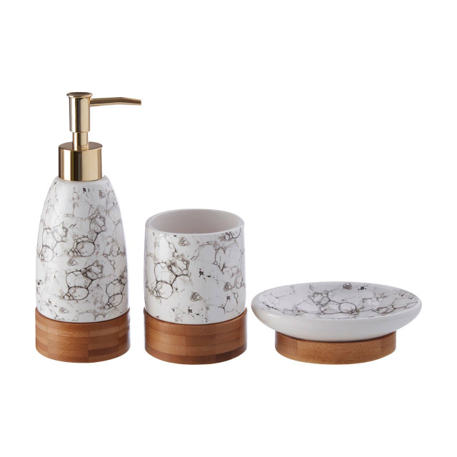premier housewares Earth 3 Piece Marble Print Bathroom Set