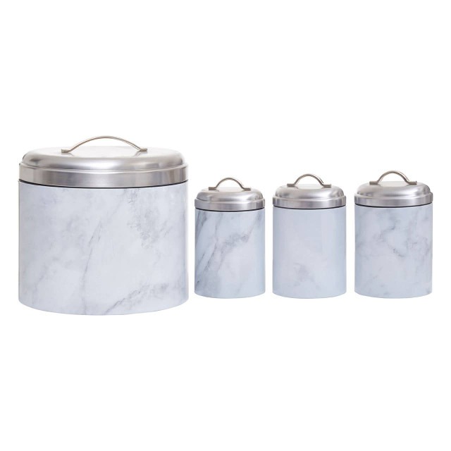 premier housewares Easton 4 Piece Marble Effect Kitchen Storage Set
