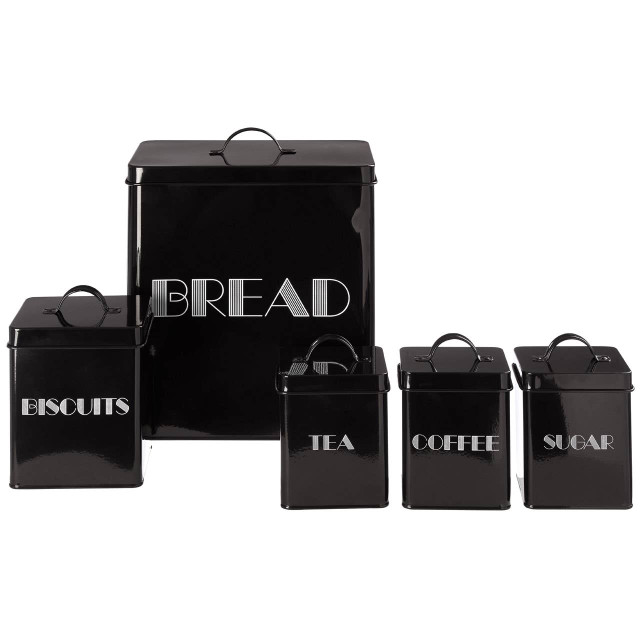 Premier Housewares Easton 5 Piece Black Kitchen Storage Set