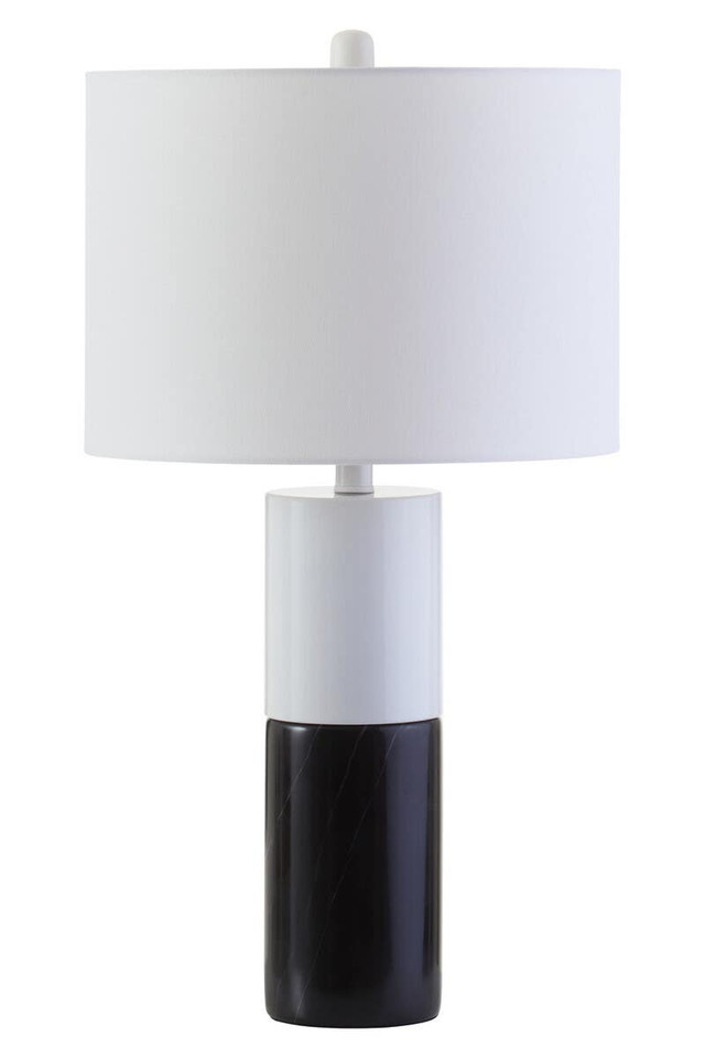 Premier Housewares Eben Black And White Marble Table Lamp