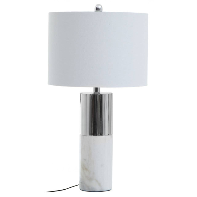 Premier Housewares Eben Marble Base Table Lamp With Ivory Shade