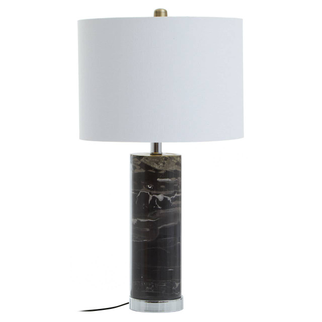 Premier Housewares Ebony Black Marble Table Lamp Chrome Base