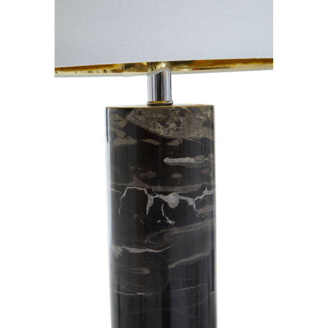 Premier Housewares Ebony Black Marble Table Lamp Chrome Base