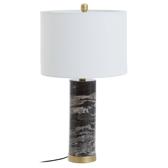 Premier Housewares Ebony Black Marble Table Lamp With Ivory Shade