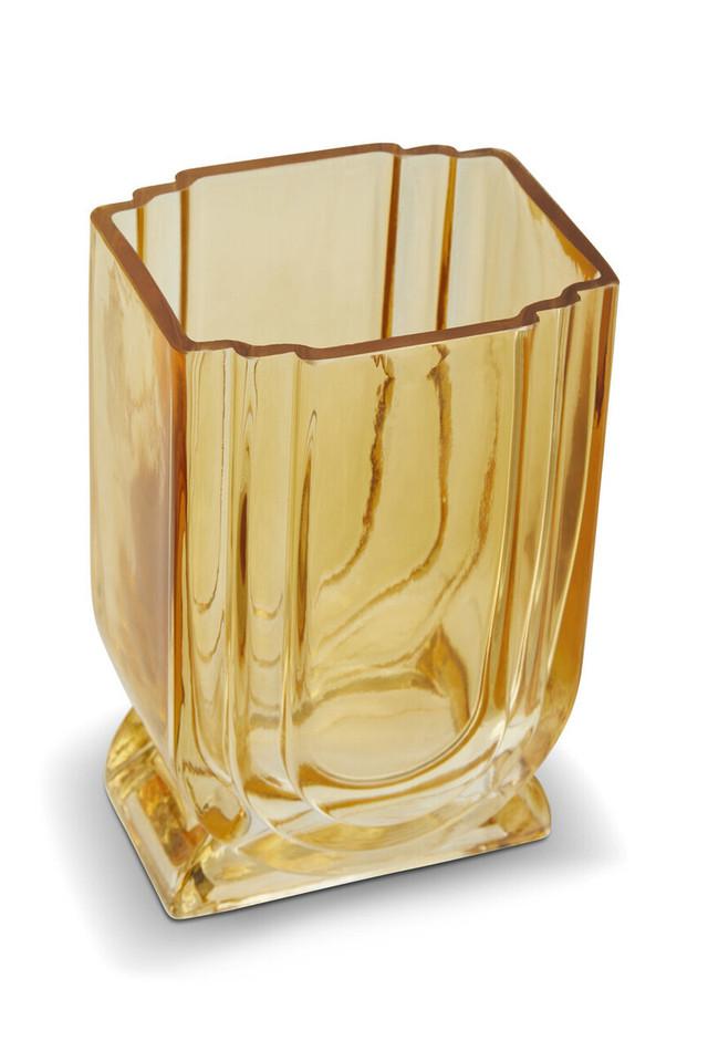 Premier Housewares Edan Small Ochre Yellow Glass Vase