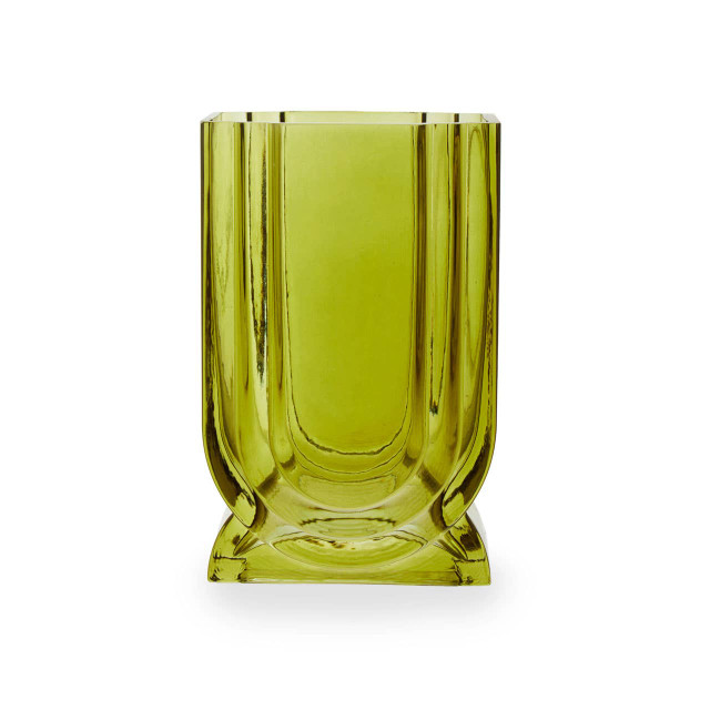 Premier Housewares Edan Small Olive Green Glass Vase
