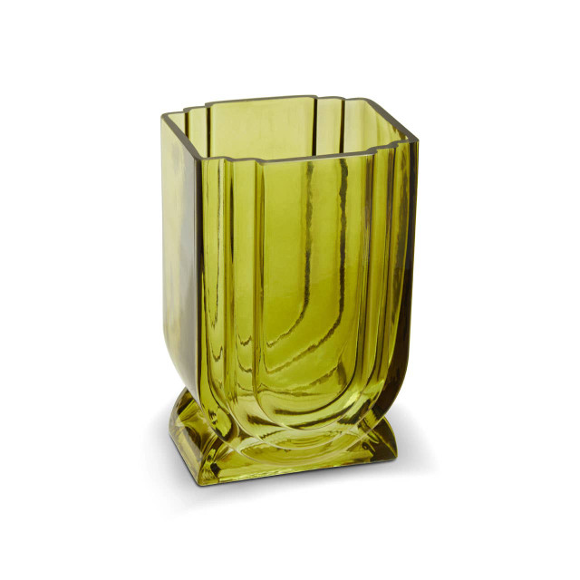 Premier Housewares Edan Small Olive Green Glass Vase