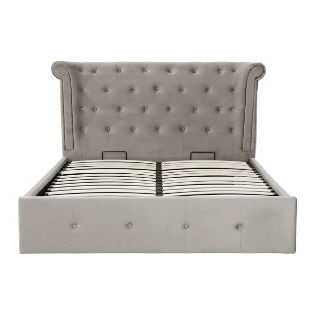 Premier Housewares Edison Grey Brushed Velvet Ottoman King Bed
