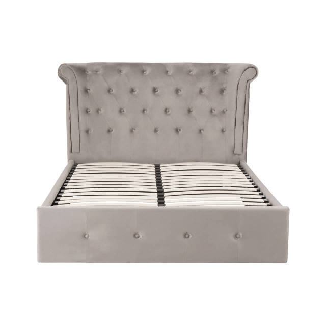 Premier Housewares Edison Grey Velvet Ottoman Double Bed
