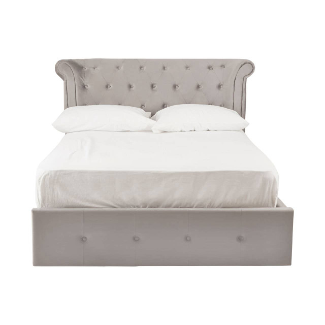 premier housewares Edison Grey Velvet Ottoman Double Bed