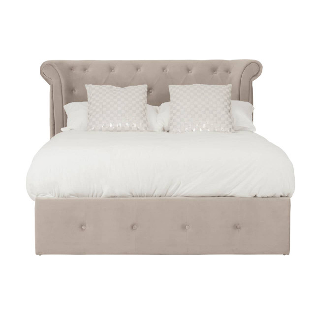 Premier Housewares Edison Mink Velvet Ottoman Double Bed