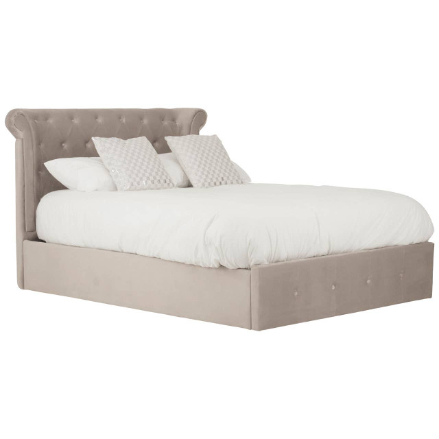 Premier Housewares Edison Mink Velvet Ottoman Double Bed