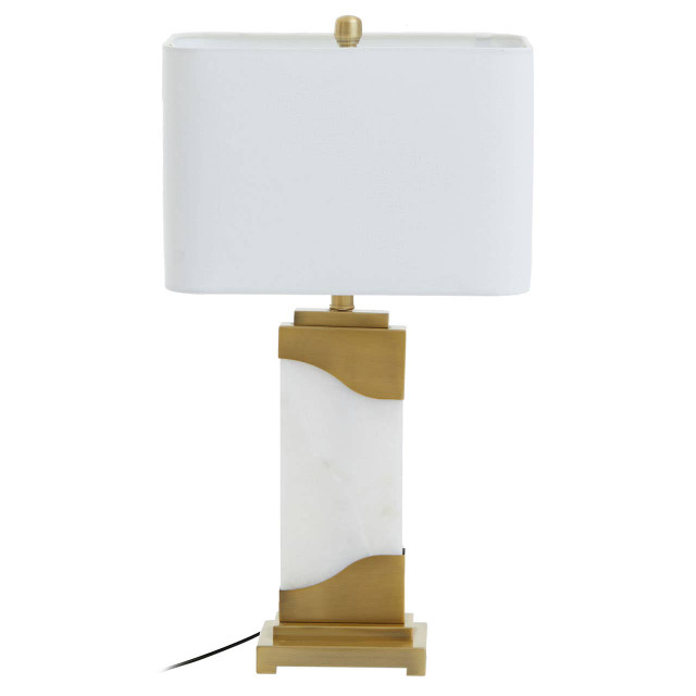 Premier Housewares Edith Table Lamp In White Marble And Gold