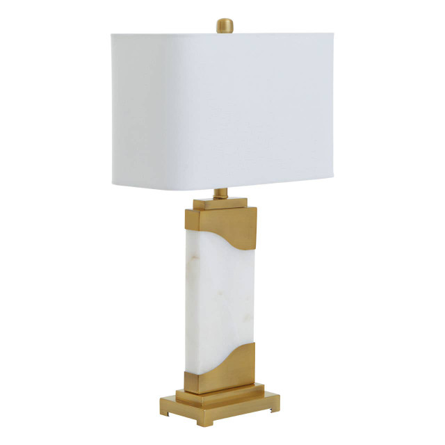 Premier Housewares Edith Table Lamp In White Marble And Gold