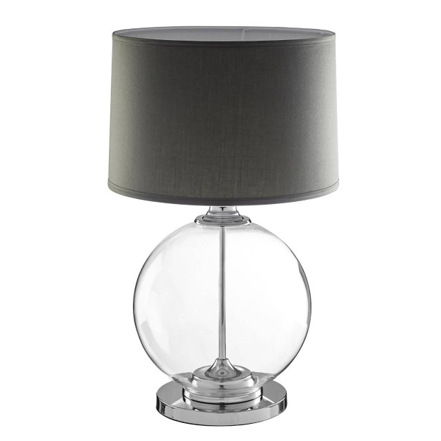 Premier Housewares Edna Glass Table Lamp Wuth Grey Linen Shade