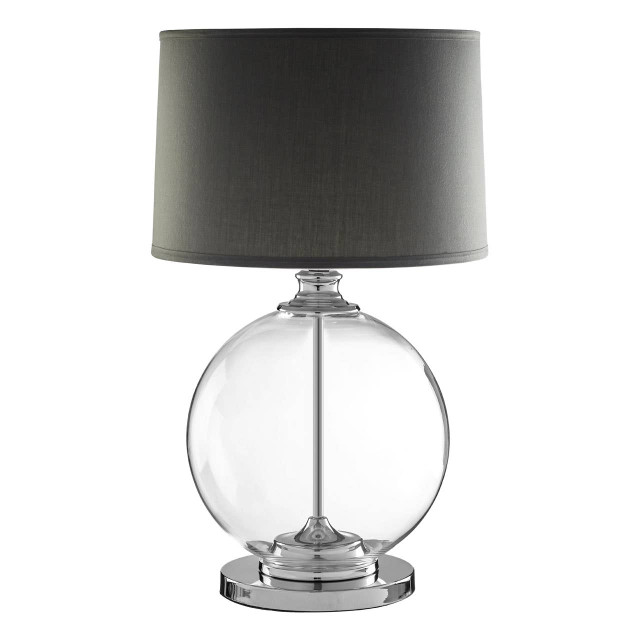 premier housewares Edna Glass Table Lamp wuth Grey Linen Shade