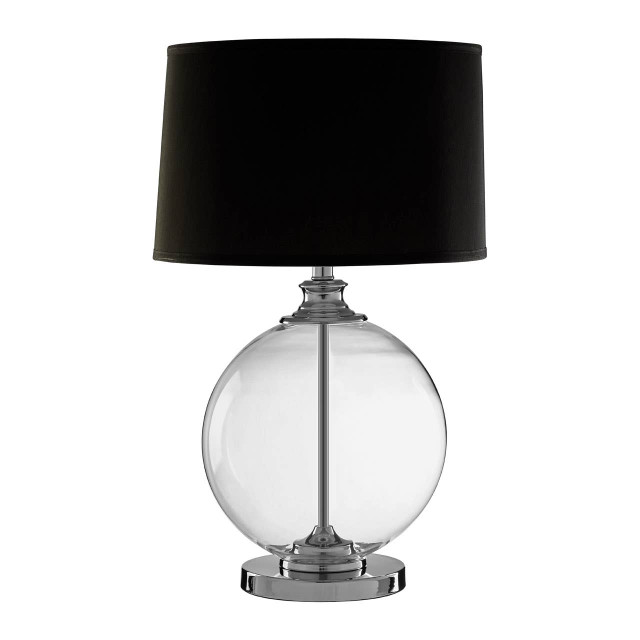 Premier Housewares Edna Small Glass Table Lamp With Black Silk Shade