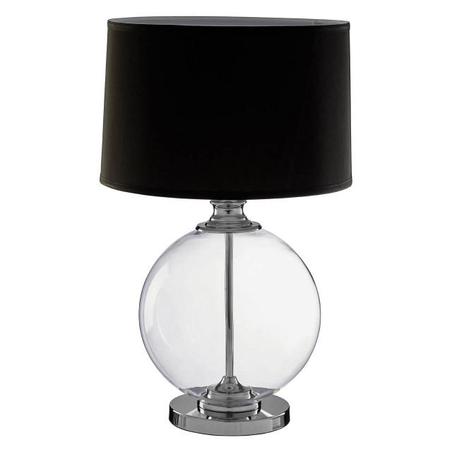 Premier Housewares Edna Small Glass Table Lamp With Black Silk Shade