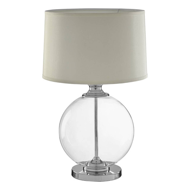 Premier Housewares Edna Small Round Glass Table Lamp Ivory Silk Shade