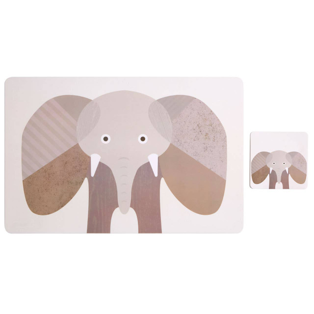 premier housewares Effy Set Of 2 Elephant Placemat And Coaster