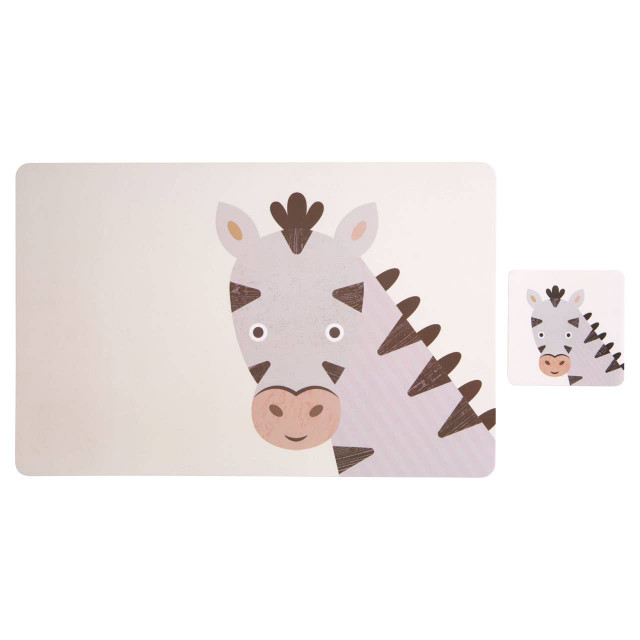 Premier Housewares Effy Set Of 2 Zebra Placemat And Coaster