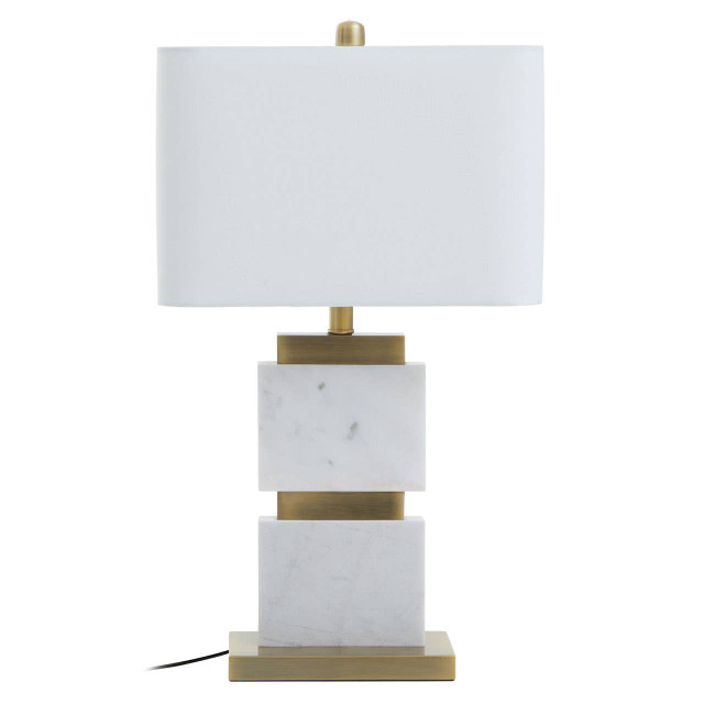 Premier Housewares Eira Table Lamp With Marble Base And Ivory Shade