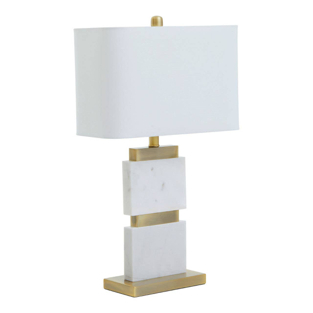 Premier Housewares Eira Table Lamp With Marble Base And Ivory Shade