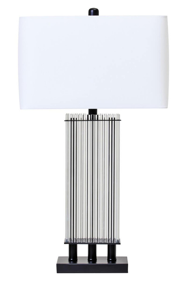 Premier Housewares Elana Clear Glass Table Lamp With Matte Black Base