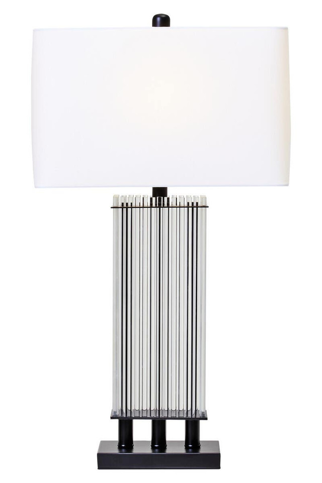 Premier Housewares Elana Clear Glass Table Lamp With Matte Black Base