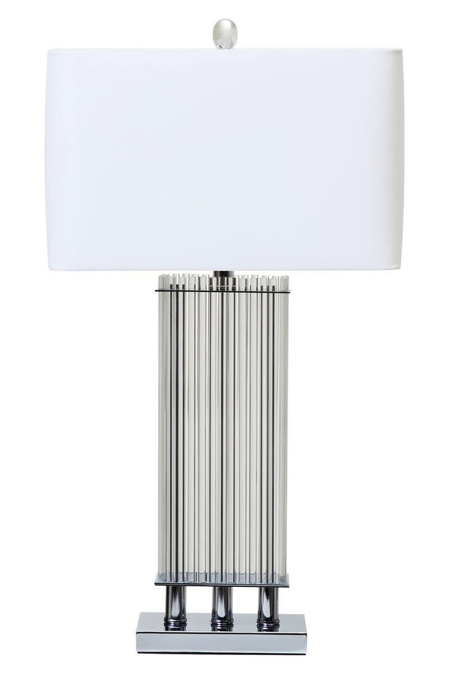 Premier Housewares Elana Clear Glass Table Lamp With Matte Silver Base